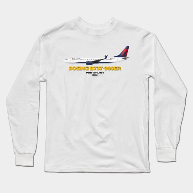 Boeing B737-900ER - Delta Air Lines Long Sleeve T-Shirt by TheArtofFlying